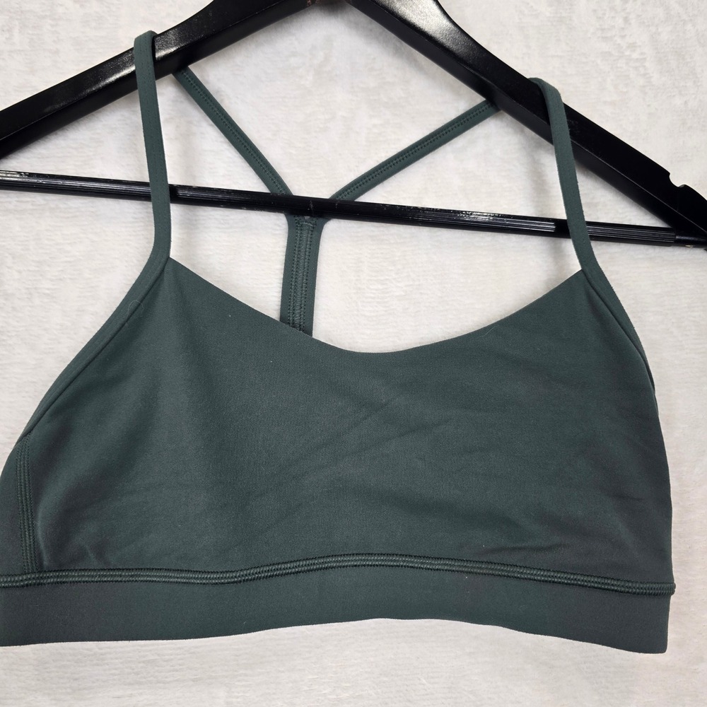 Lululemon Flow Y Bra Nulu Dark Forest Green Racerback Yoga Sports Bra Size 8